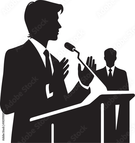 Silhouette of a speaker giving a conference speech