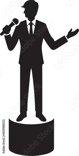 Silhouette of a speaker giving a conference speech