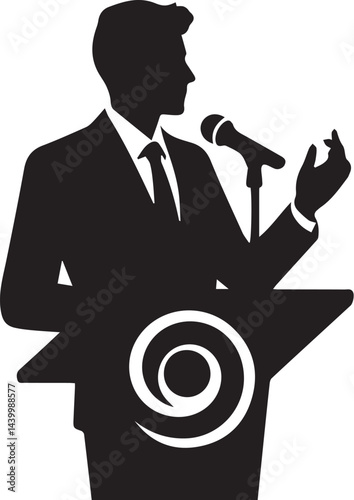 Silhouette of a speaker giving a conference speech