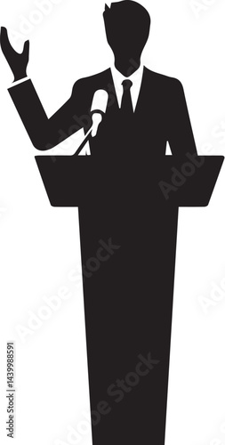 Silhouette of a speaker giving a conference speech