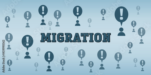 Migration Debatte Grafik zur Zuwanderung als svg blau