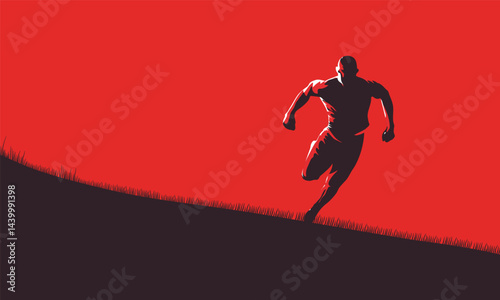 Jumping Across Hilly Landscape at Sunset