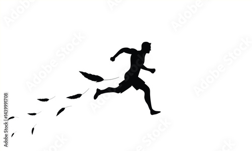 Minimalist black silhouettes in mid-run motion