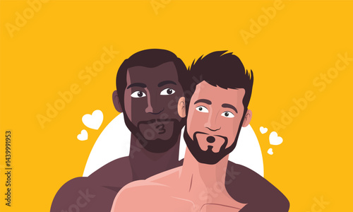 Couple Embracing with Yellow Background