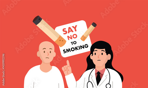 conceptual illustration vector for World No Tobacco Day, stop smoking awareness about the harmful effects of tobacco use and to encourage people around the world to quit smoking and using tobacco prod