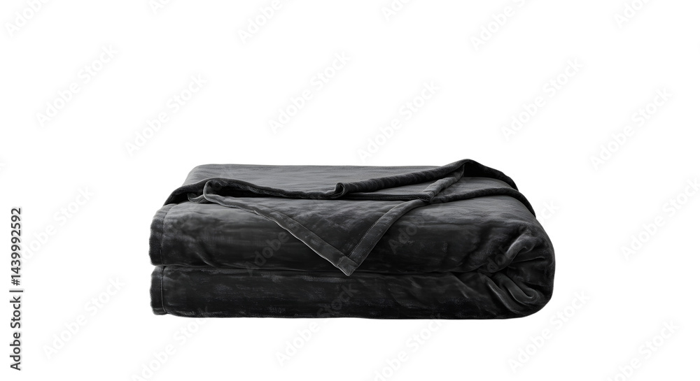 Naklejka premium Soft Dark Gray Blanket Folded on White Surface Still Life