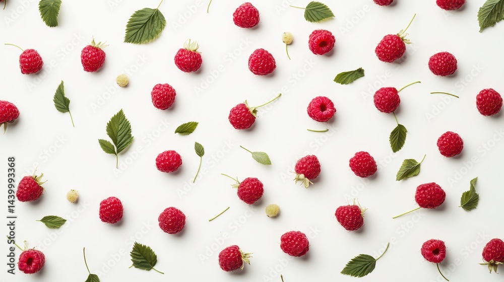 studio photograph of raspberries with leaves isolated on white studio photograph of raspberries with leaves isolated on white