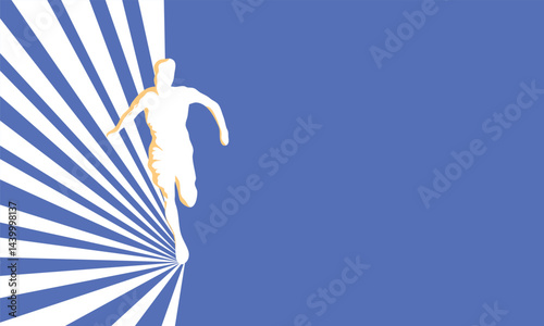 Silhouette runner approaching orange sunset finish line
