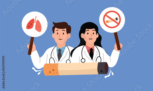 conceptual illustration vector for World No Tobacco Day, stop smoking awareness about the harmful effects of tobacco use and to encourage people around the world to quit smoking and using tobacco prod