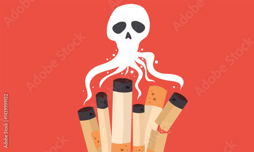conceptual illustration vector for World No Tobacco Day, stop smoking awareness about the harmful effects of tobacco use and to encourage people around the world to quit smoking and using tobacco prod