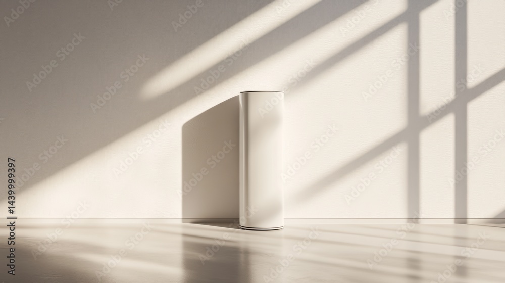 Fototapeta premium Cylinder on floor in sunlit room
