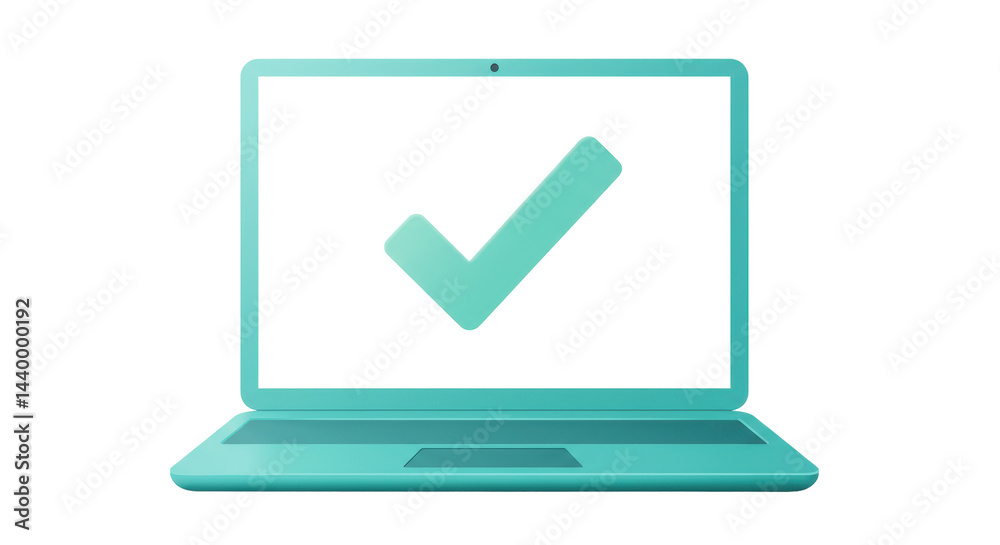 Isolated Laptop with Checkmark Isolated Laptop with Checkmark