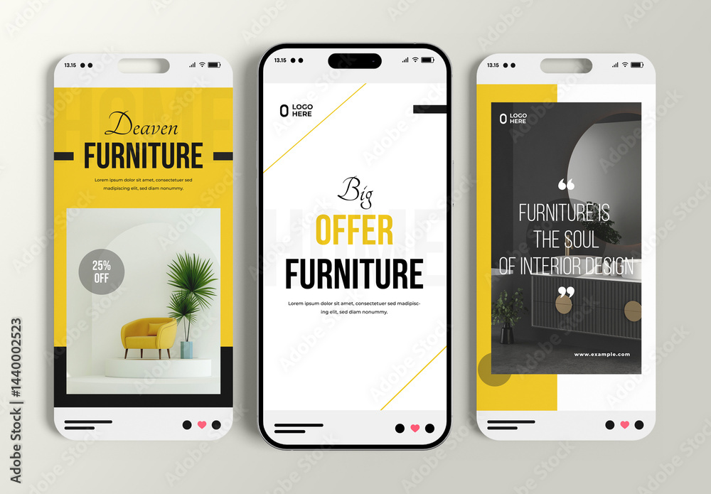 Creative Modern Furniture Story Design Minimal Interior Template Layout ...