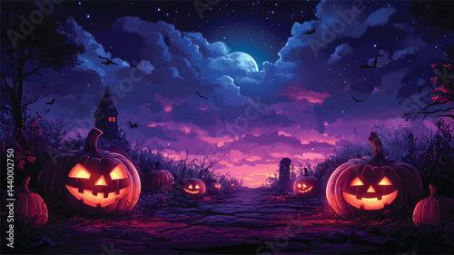 Halloween Enchanted Forest Under Full Moon