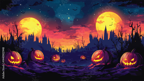 Halloween Evil Laughing Pumpkins Scene