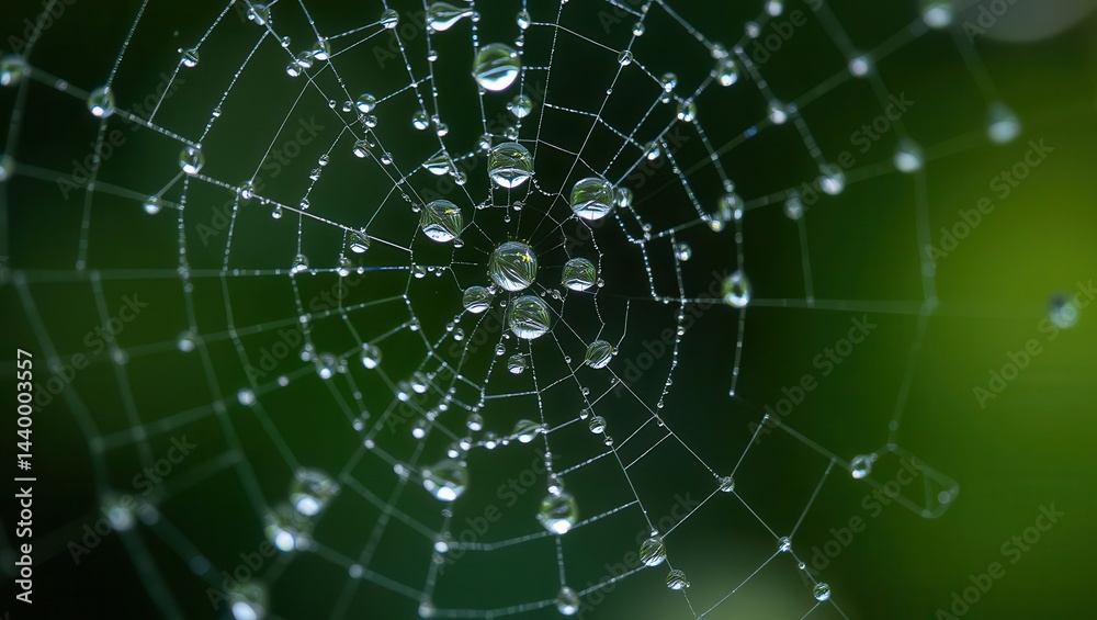 Naklejka premium Delicate Spiderweb with Dew