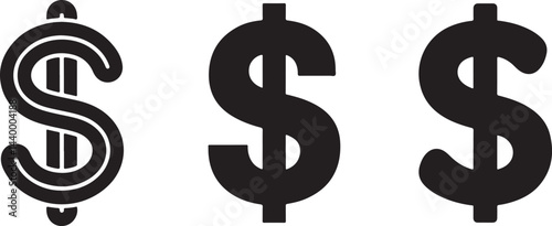 Dollar sign icon set. Dollar Symbol icon vector on transparent background. 