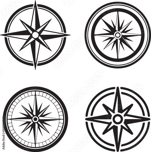 Compass rose symbol icon set. Designs for Branding vector illustration on transparent background.