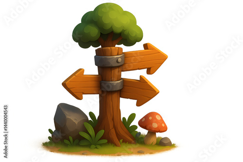3D Stylized Directional Sign for Fantasy and Adventure Game Maps
