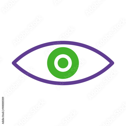 Modern simplistic eye icon featuring vibrant color contrast and clean lines