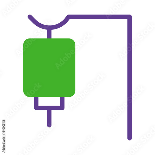 Stylized medical drip illustration with simple shapes and bright colors
