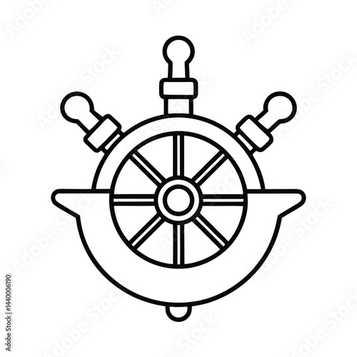 Ship Wheel Nautical Icon Outline