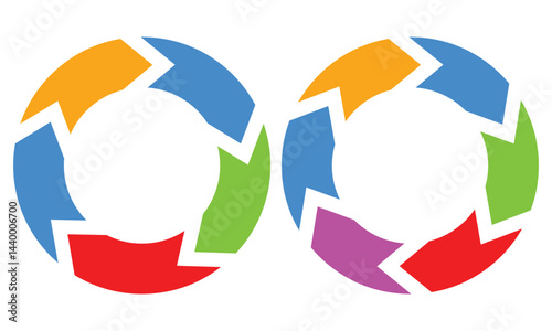 Lifecycle 5 and 6 part wheel diagram vector template