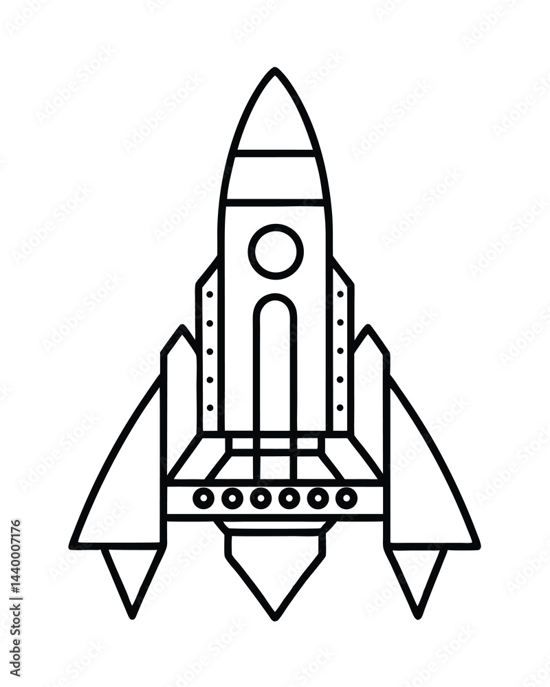 Simple Rocket Ship Line Art Icon Simple Rocket Ship Line Art Icon