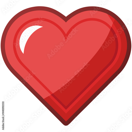 Simple and shiny cartoon red heart symbolizing love, romance, affection, and emotions