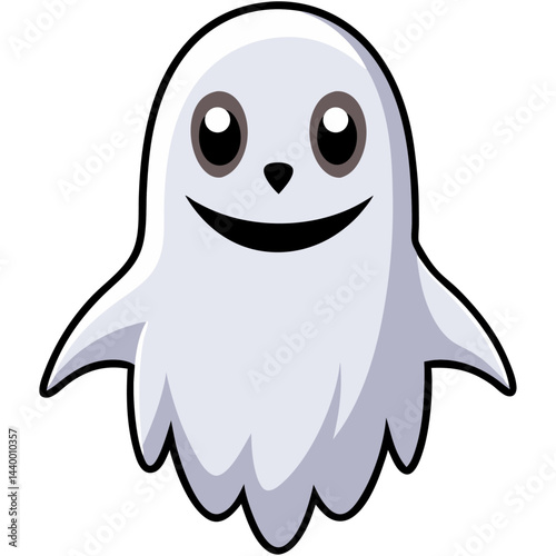 Cute cartoon ghost smiling happily
