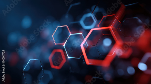 Futuristic Hexagon Network Tech Design in Dark Theme