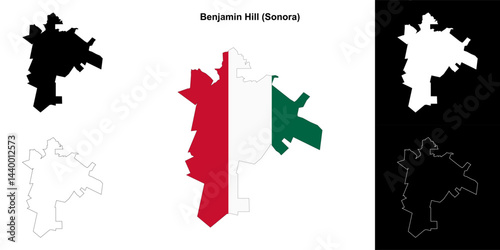 Benjamin Hill municipality (Sonora) outline map set