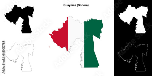 Guaymas municipality (Sonora) outline map set