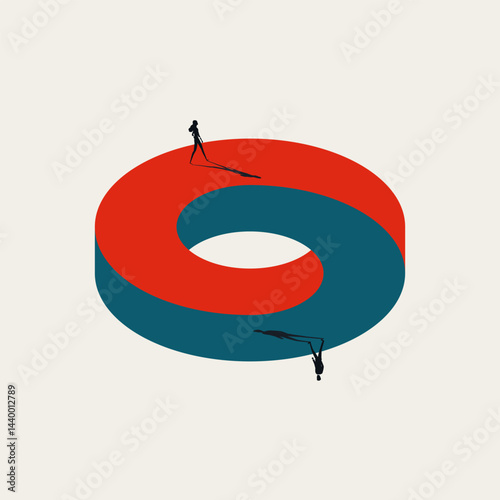 Business opposite and contrast vector concept. Symbol of challenge, choice, directions. Minimal design eps10 illustration.
