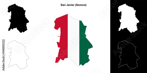 San Javier municipality (Sonora) outline map set