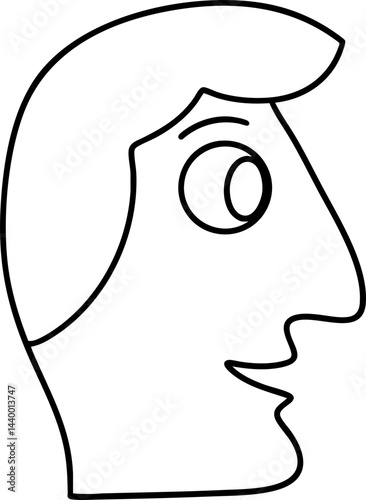 simple abstract art piece featuring line drawing of face with distinct features and expressive lines