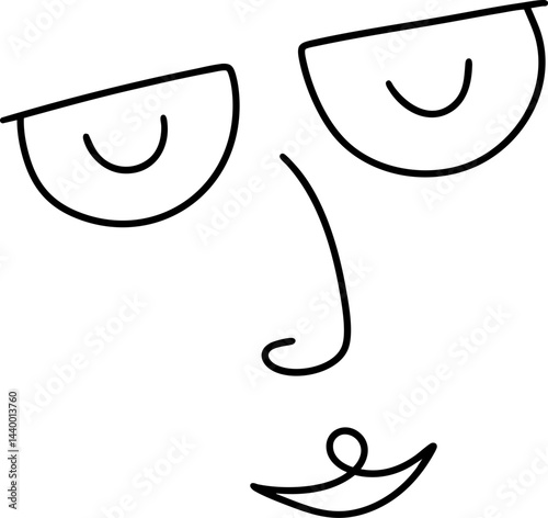 minimalist abstract art piece featuring face with simple lines and expressive features, evoking sense of contemplation
