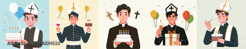 set of birthday priest character vectors