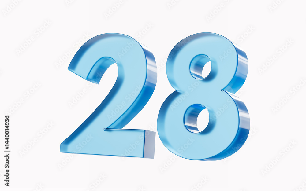 3d Glossy Blue number 28 Twenty eight isolated on white background. 3d illustration 3d Glossy Blue number 28 Twenty eight isolated on white background. 3d illustration