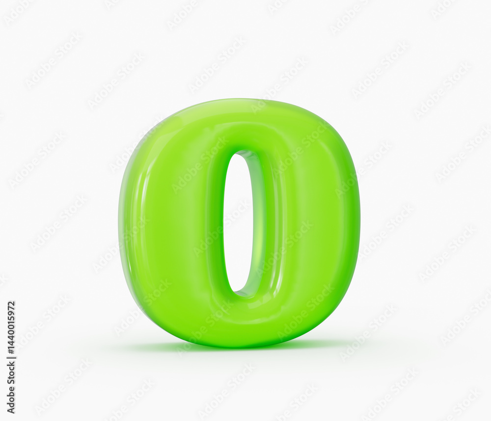 Green colorful shiny jelly alphabet O isolated on white background. 3d illustration Green colorful shiny jelly alphabet O isolated on white background. 3d illustration