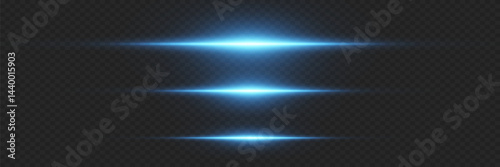 Blue light effects, neon flashes of lines. On a transparent background.