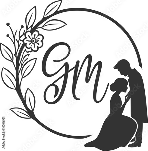  Design a logo with the letters gm vector art.