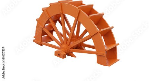 Isolated Orange Water Wheel
