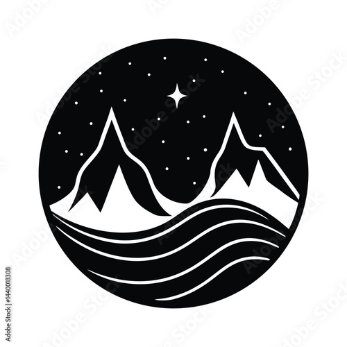 aurora borealis icon silhouette vector illustration
