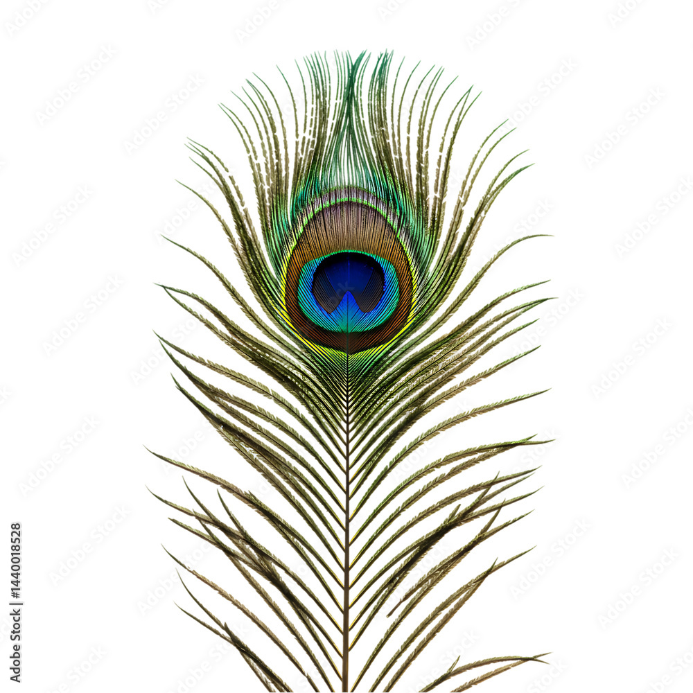 Fototapeta premium Stunning Peacock Feather: Close-Up Image for Design Inspiration