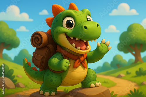 3D Playful Young Dinosaur for Kids' Adventure Games and Learning Platforms
