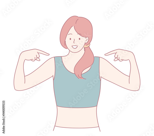 A stylish and confident woman gracefully poses, fully embodying empowerment and the essence of modern aesthetics