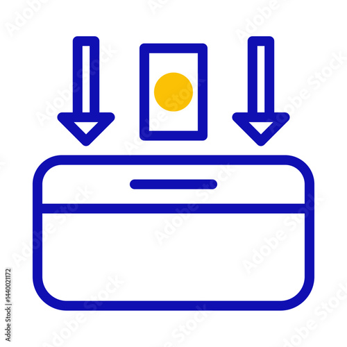 Conceptual illustration of depositing object, symbolic deposit process graphic