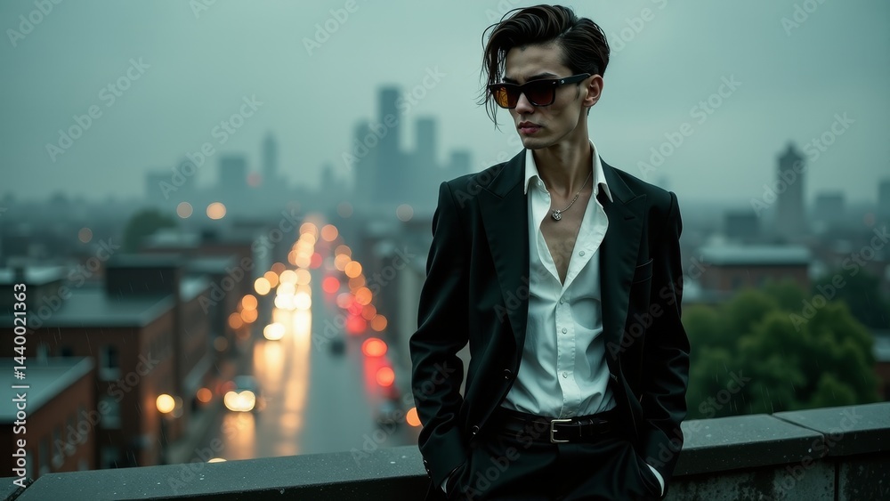 Stylish Man On Rooftop In City Stylish Man On Rooftop In City