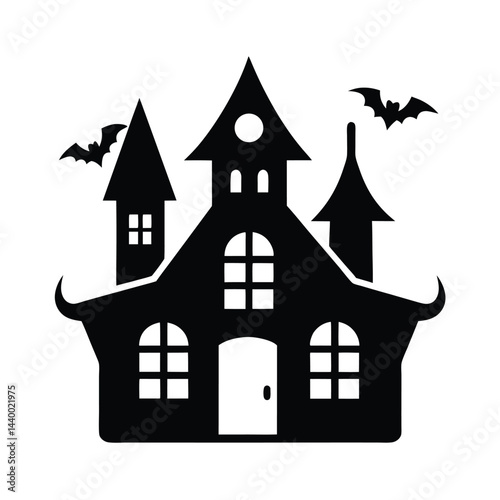 haunted house icon silhouette vector illustration